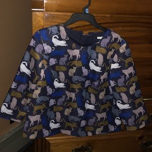 NWT! H&M Cat Cropped Blouse Size 12/US